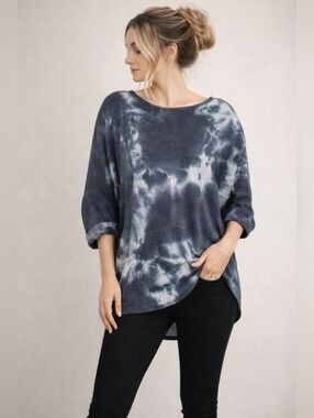 Shannon Passero Tie Dye Tunic Top L Boho Oversized High Low NEW